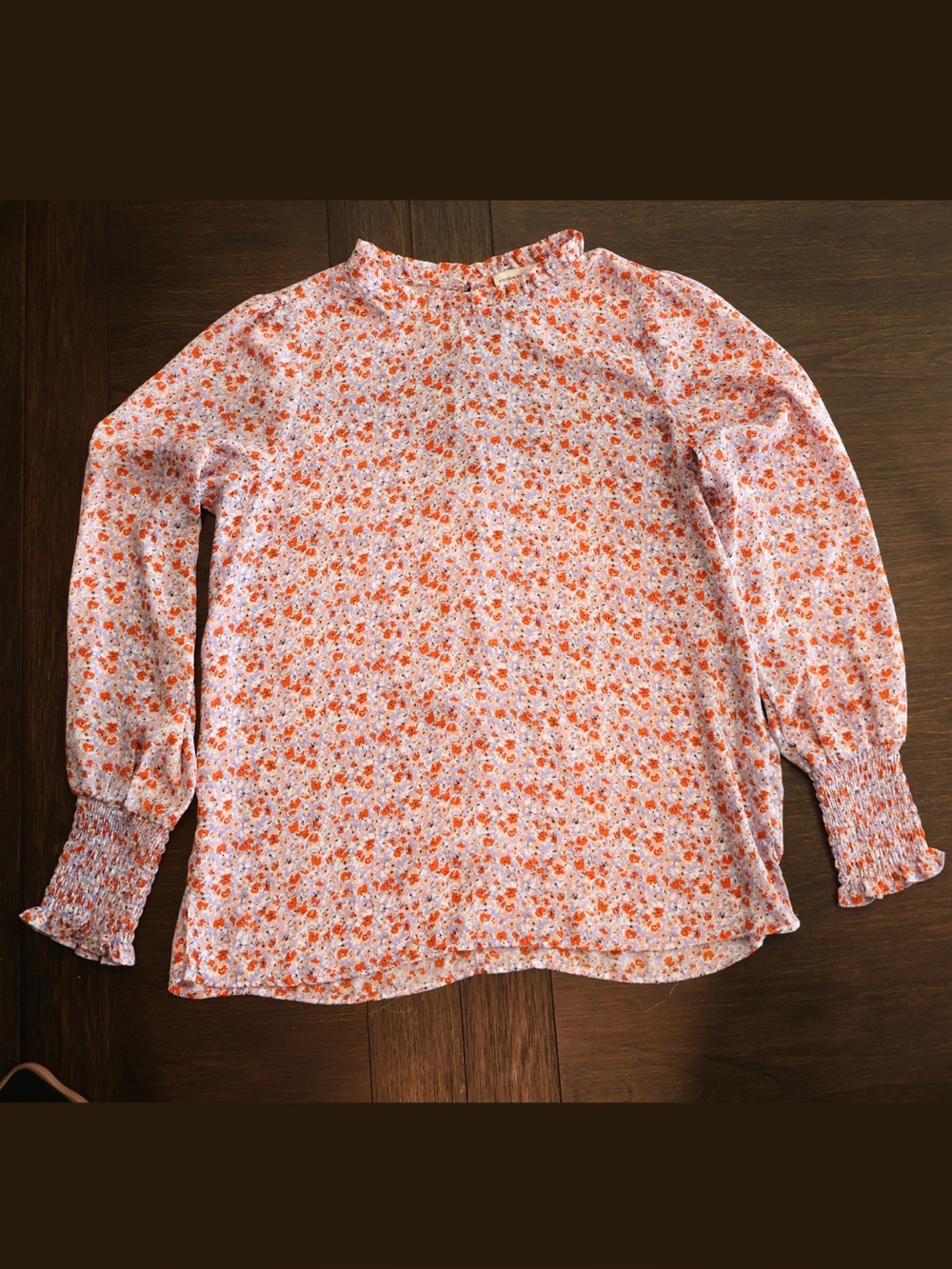 Cupcakes & Cashmere Floral Blouse Womens M Balloon Sleeve Smocked Cuff Boho